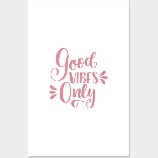 Good Vibes Only Preppy Quote Y2k Maximalist Illustration Wall Art by VanillaArt